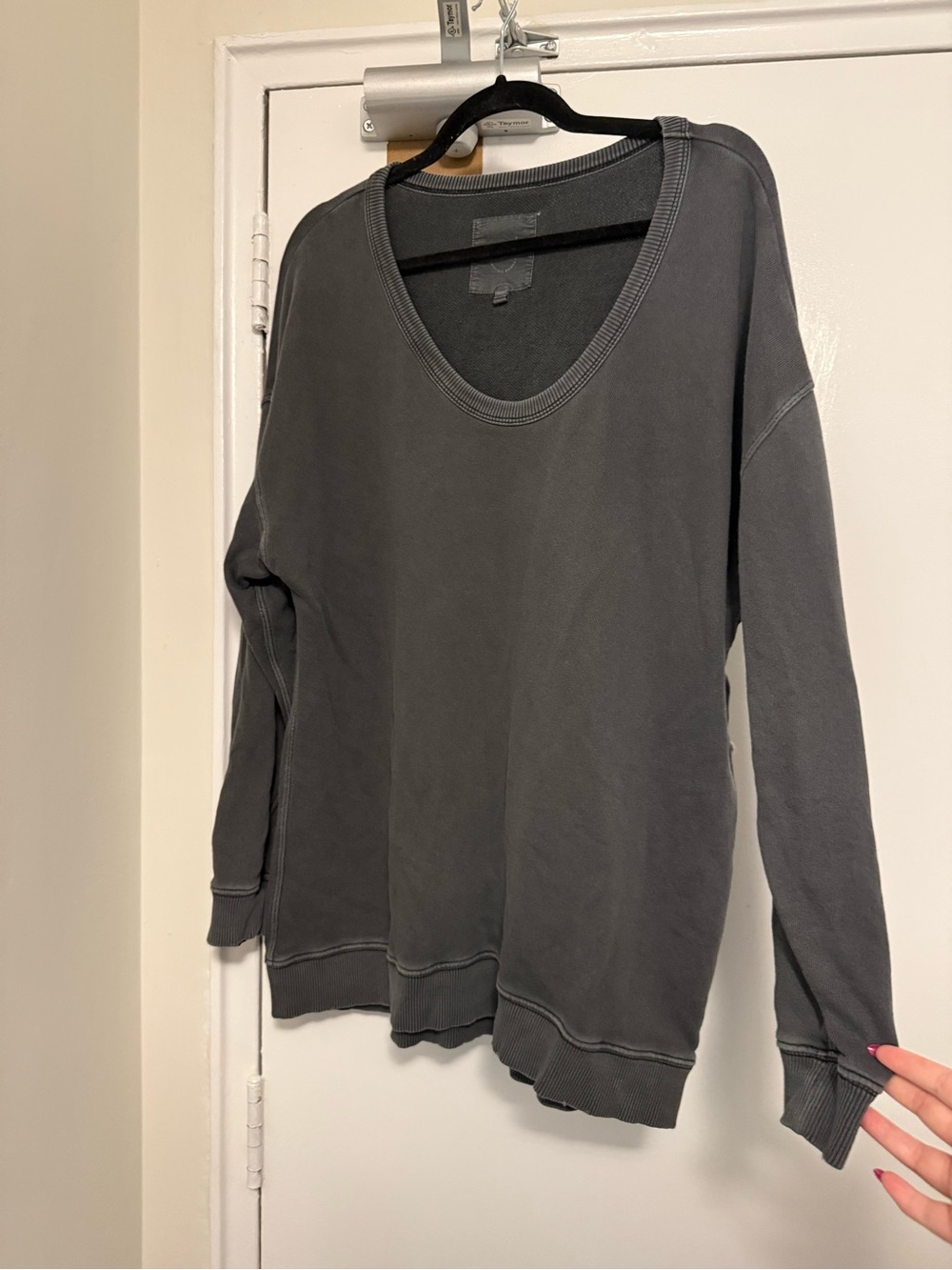 Aerie Gray Scoop Neck Pullover Sweatshirt